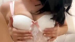 Teen American exchange student indulges in solo masturbation on webcam.