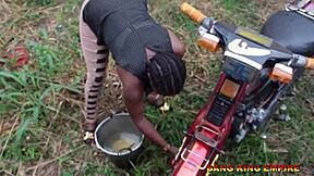 i begged for hardcore after washing motorcycle. he slammed me with big black cock!