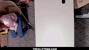 Skylar Snow, the natural big tits shoplifter, gets strip searched and fucked by the guard to avoid police.