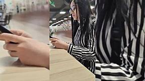 I met Estefani at the mall and she bent over for me.