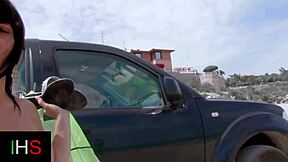 Brunette and blonde girls casually get fucked in cowgirl and anal at the seaside by a hot male.