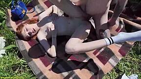 Hell yeah! Sporty redhead teen gets anal wrecked in public spot!