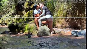 Unbelievable! Amateur Colombian couple films steamy action with stepbrother by the river!
