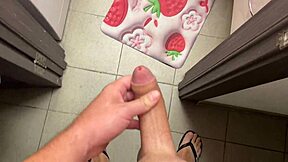 Caught jerking to stepmom in bathroom shower scene.