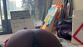 Ebony Struggles With Intense Fuck Machine