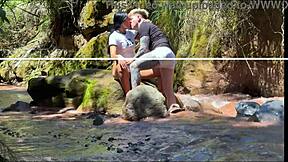 Unbelievable! Amateur Colombian couple films steamy action with stepbrother by the river!