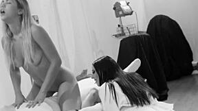 watch tattooed blonde olyssia insert a dildo in her twat before squirting?