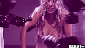 watch tattooed blonde olyssia insert a dildo in her twat before squirting?