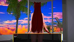 In My New Family, a Teen Redhead Plays a Game with Big Tits