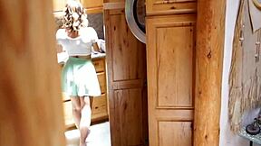 Petite Beauty Kneels for Intense Cock Action