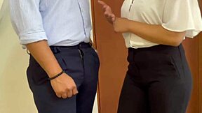 Real estate advisor gives client a tour. Then they fuck passionately, slapping and licking in the office.