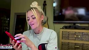 i watch this petite blonde finger her shaved pussy deep