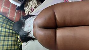 Colombian ebony teen gets creampied in gaping ass