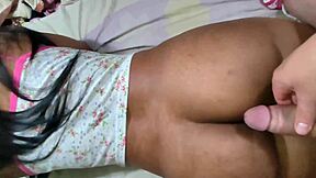 Colombian ebony teen gets creampied in gaping ass