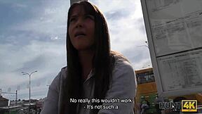 angella christin services hunter for cash at the bus station!