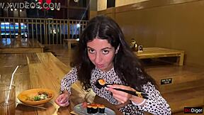 I Cum On Girl's Face In Public Sushi Bar!
