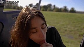horny teen 18+ sucked me off during outdoor road trip in pov.