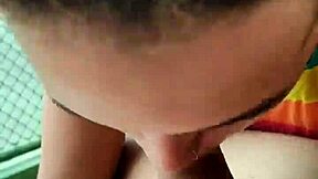 The athletic redhead with a big ass experiences her first public outdoor fuck, screaming in pleasure amidst the fitness enthusiasts.