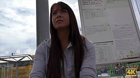 angella christin services hunter for cash at the bus station!