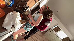 Petite skinny step sister practices raw sex scenes with taboo intensity in private.