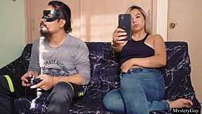 Girlfriend Rubs Head On Cock Then Gets Mouth Fucked Hard