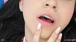 Asian teen model shows her body in photoshoot.