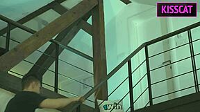 Busty maid's naked cock washing turns into blowjob night surprise with creampie