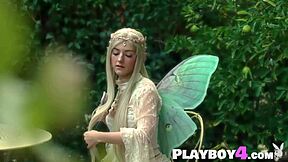 Petite blonde Eva Elfie poses in stunning sexy costume