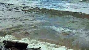 Beautiful Brunette Sucks Cock Outdoors On The River For Cum