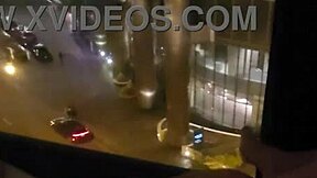 petite indian girlfriend masturbates outdoors in front of hotel window