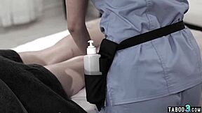 Teen tricked by masseuse into banging with creepy husband.