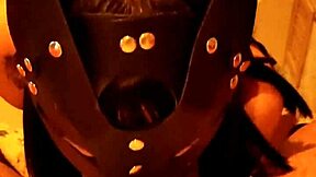 girlfriend touches herself more in costume, close up