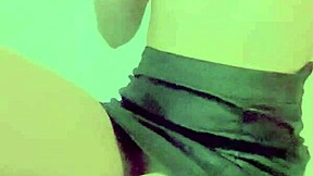 Cute blonde babe plays with toys