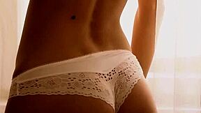 skinny blonde ukrainian teen cara mell slowly undresses her sexy white lingerie, ripping clothes.