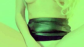 Cute blonde babe plays with toys