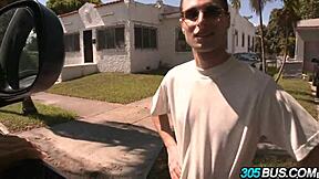 spanish babes abella and ava fuck in car outdoor