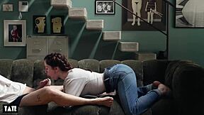 Curly italian newbie nervous in casting for first blowjob