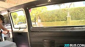 spanish babes abella and ava fuck in car outdoor