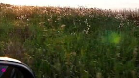 I fucked the horny taxi driver blonde hard by the car at sunset.