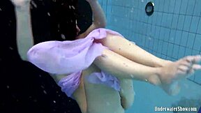 I Love Aneta's Big Tits In Purple Dress By Pool