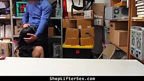 I punished the teen shoplifter roughly in the office after ripping her clothes