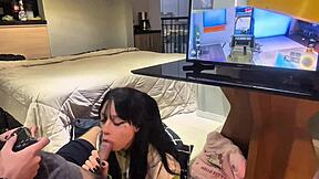 Amberzinha gives perfect blowjob backstage while I play Call of Duty