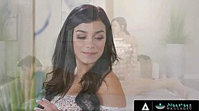 Cute 18yo Savannah Sixx deepthroats and fucks stepdad in first Nuru massage session.