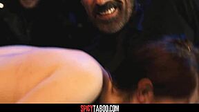 Public threesome turns rough with anal and pussy fucking.