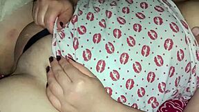 my stepbro's wife is so slutty. when alone, she lets guys grope her big tits and pussy thru see thru clothes!
