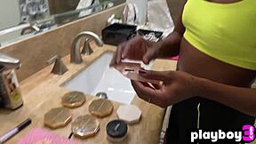 Hey, check out petite ebony babe ana foxxx exposing her sexy body and then enjoying some hot masturbation