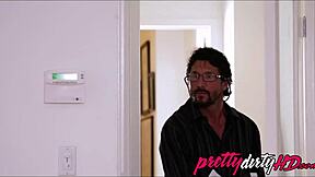 Step dad catches horny teen Elsa Jean masturbating and fucks her hard