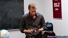 Ebony teen gets a facial in uniform