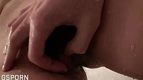 Japanese Girl with Big Natural Tits Gets Shower Creampie at Home