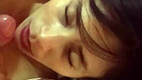 In robe, he enters mouth, I give blowjob, ride hard, oops came inside